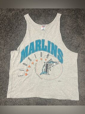 Florida Marlins Tank Top Men’s Size Large MLB 1993 Gray Vintage 90's Miami